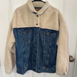 American Eagle Outfitters Blue Denim and Cream Sherpa Jacket